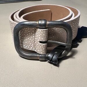Stylish Tan Leather Belt with Silver Buckle
